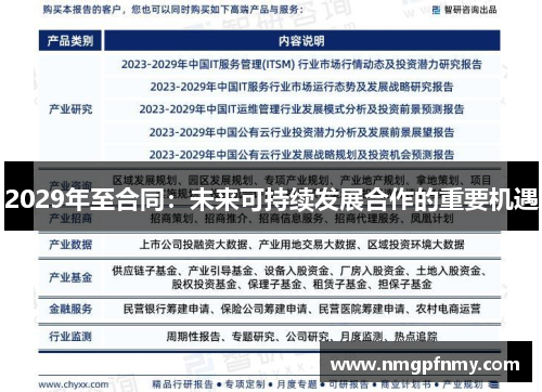 2029年至合同：未来可持续发展合作的重要机遇